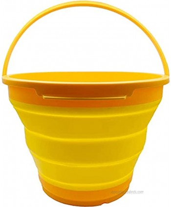 Higherbros Collapsible Bucket 7.5 Liter 1.98 Gallon with Strong Flexible Compact Children Toys Collection Beach Toys Sand Buckets Water Buckets Home Use and Outdoor Hiking Camping Yellow