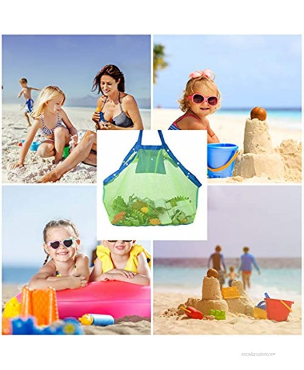 HOMETALL Mesh Beach Tote Bag Kids Sea Shell Bags,Large Beach Toy Bag Away from Sand,Bag Toys Organizer,Sand Toys Collector-Beach Pool GearGreen