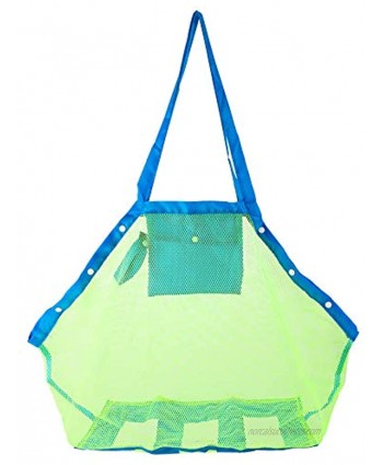 HOMETALL Mesh Beach Tote Bag Kids Sea Shell Bags,Large Beach Toy Bag Away from Sand,Bag Toys Organizer,Sand Toys Collector-Beach Pool GearGreen