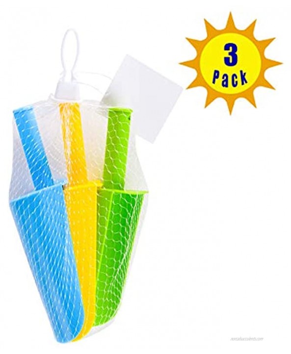 HONGDE Sand Scoop Plastic Shovels for Kids Blue Green & Yellow Complete Gift Set Party Bundle 3Pack8.86×3.1in
