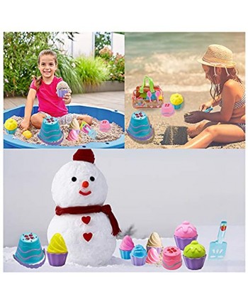 Hymaz Kids Beach Toys Set with Bucket Pail and Spade Cake Ice Cream Sandbox Mold Set for Kids & Toddlers Ages 2,3,4,5,6,7,8,9