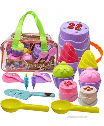 Hymaz Kids Beach Toys Set with Bucket Pail and Spade Cake Ice Cream Sandbox Mold Set for Kids & Toddlers Ages 2,3,4,5,6,7,8,9