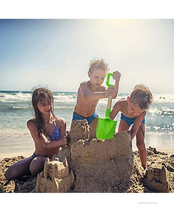 Long Kids Beach Spades Sand Shovels Toys 16 Gardening Tools Kit Sandbox Sturdy Scoop Durable Wood Handle ABS Plastic Spade for Garden Sand Snow Backyard Summer Kids Adults 2 Pack- Blue&Green