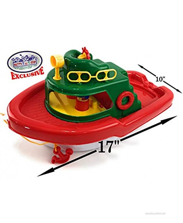 Matty's Toy Stop Deluxe 17 Large Plastic Boat Perfect for Bath Pool Beach Etc. 17 Long x 10 Wide x 8.5 Tall