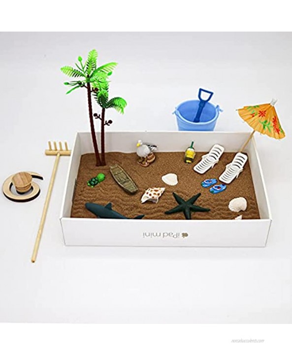 Mini Beach Zen Garden Accessories-Kit Desktop Sandbox Tools Bamboo Rake Ornament Decoration Office Stress Relief Toys Therapy Decor Man Woman Father Mather Meditation Zen Gifts