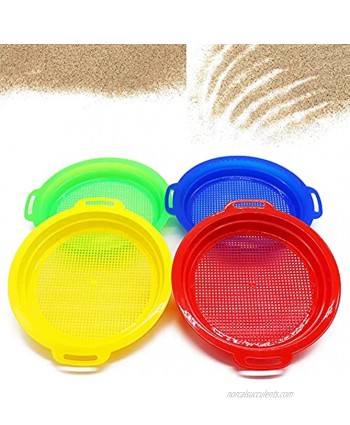 OJYUDD 4 Pcs Sands Multi-Colored Sand Sifters,Plastic Sand Sifter,Sand Sifter Sieves for Sand and BeachRed,Blue,Yellow and Green