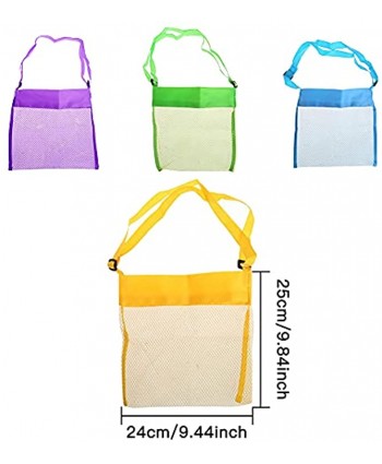 Oubaka 4 Pack Mesh Beach Bags,Kids Seashell Bags Beach Shell Bags for Treasure Shell Toy Storage Kids mesh Beach Bag4 Colors