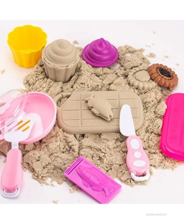 Play Sand Ice Cream Kit 3lbs Magic Sand Food Sand Molds Tools Kitchen Toys Sand Tray and Storage Bag 44PCS Sandbox Toys Set for Toddlers Kids Boys Grils