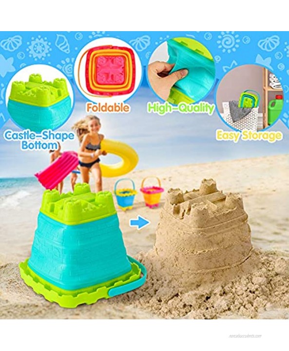 Shindel 2.7L Collapsible Sand Bucket 3PCS Foldable Pail Buckets Silicone Collapsible Buckets Kids Sand Beach Bucket Sand Toys
