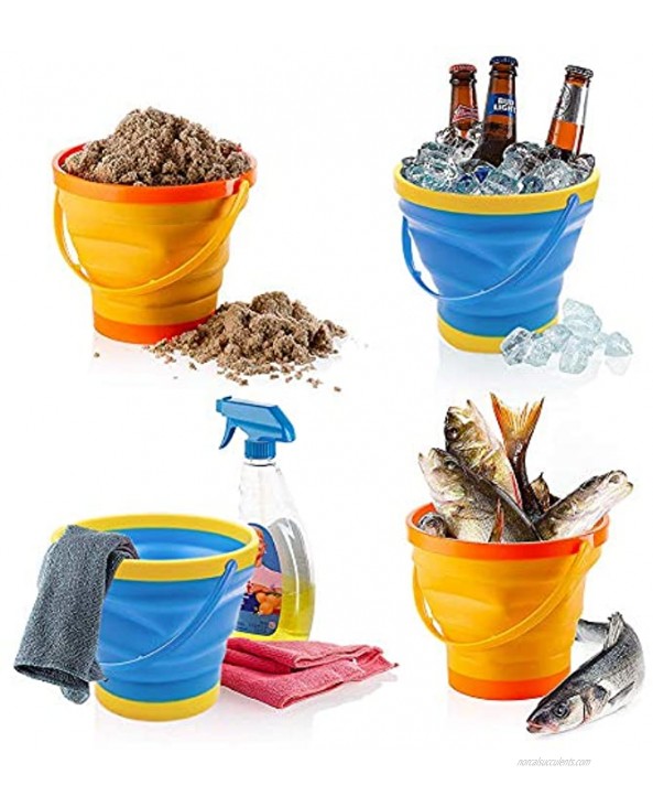 Shindel Foldable Bucket 2PCS Foldable Pail Bucket Collapsible Buckets and Mesh Beach Bag for Kids Beach Play Camping Gear Water Dog Bowls Camping 2.5L