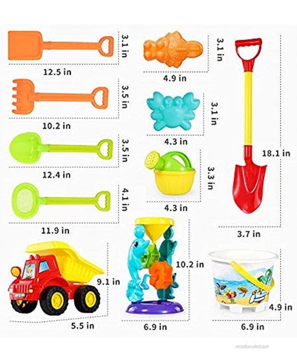 TEMI Beach Sand Toys for 3 4 5 6 7 Year Old Boys w Water Wheel Dump Truck Bucket Shovels Rakes Watering Can Molds Outdoor Tool Kit for Kids Toddlers Boys and Girls
