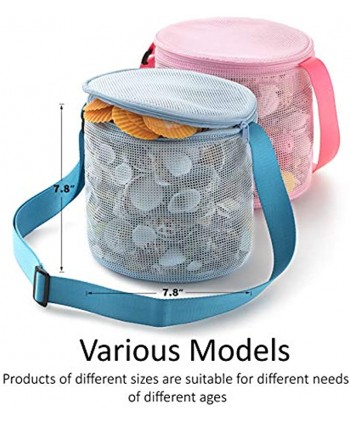 Tenrai Seashell Mesh Tote Shell Bag Beach Toy Bag Toy Bags Kids Sandboxes Nets Bag 7.8" Blue & Pink 2 Packs
