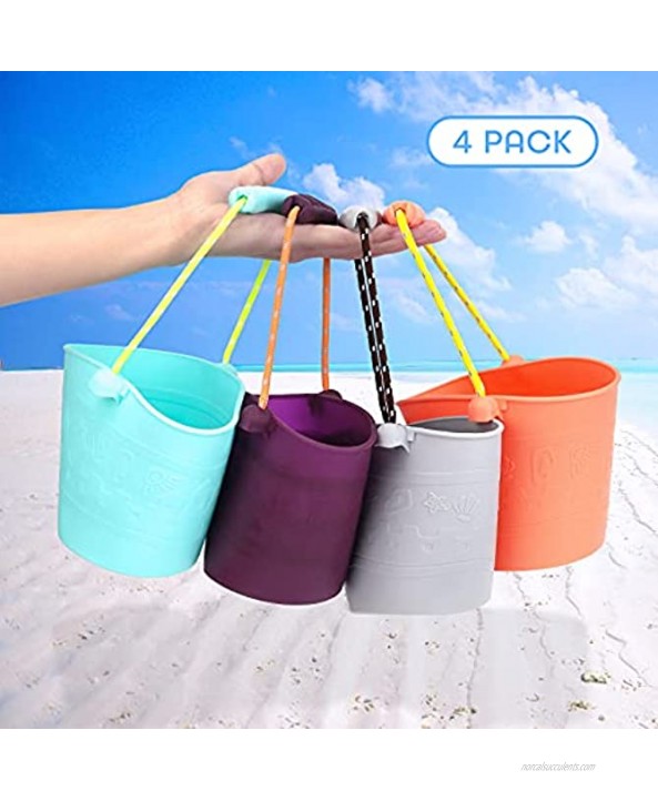 Tinleon Beach Pails 4.5L Sand Buckets Beach and Sand Toys Set for Kids Outdoor Play4 Pack