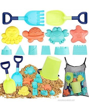 TOY Life Beach Toys for Kids 3-10 Sand Toys Set Includes Sand Bucket 2 Sand Shovel Sand Castle Molds Animal Molds Sand Castle Toys for Beach Sandbox Toys Set with Bonus Waterproof Carrying Net