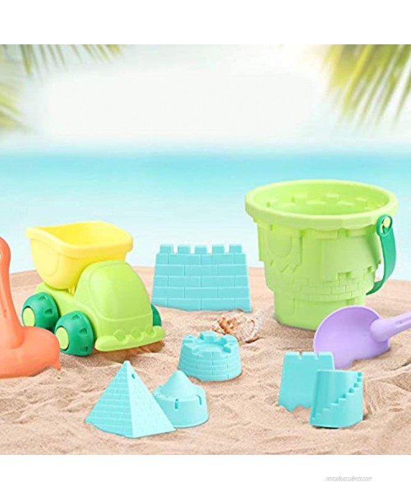 TOY Life Beach Toys for Toddlers- Kids Sand Toys Includes Beach Bucket Dump Truck Toy Sand Shovel Rake and Sand Castle Toys- Sand Bucket and Shovel for Kids- Sandbox Toys with Bonus Carrying Net
