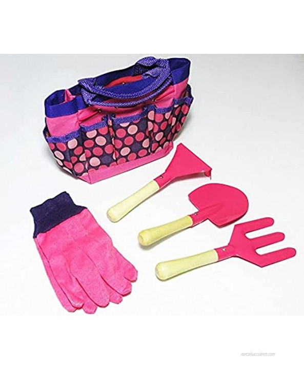 XWell Kids Gardening Tool Set – Includes Toy Shovel for Digging Gloves Watering Can Rake Fork & Bag. Kids Outdoor Play Equipment. Nice Gift for Boys and Girls. Great Pink Set for Beach & Sand Box