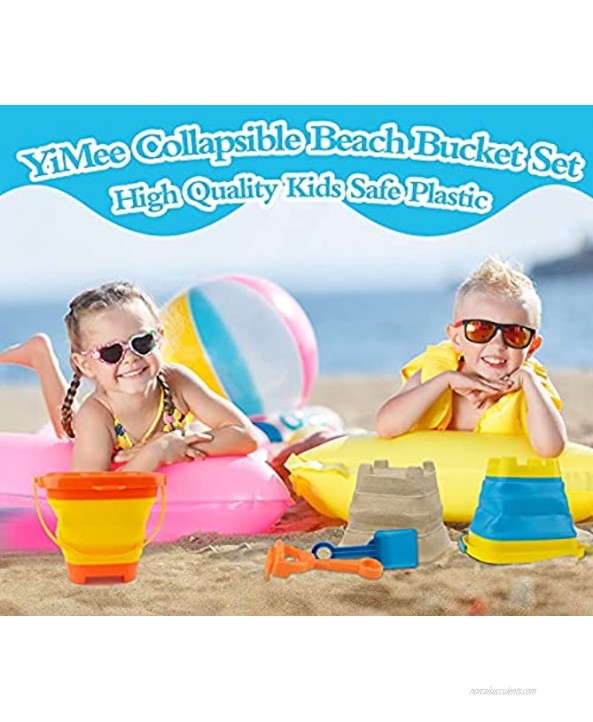 YiMee Foldable Sand Bucket Collapsible Bucket Castle Mold Shovel Rake Tool Kits 4PCS Multi-Purpose Sand Pail Square for Kids Beach Play Camping Gear Water Bucket