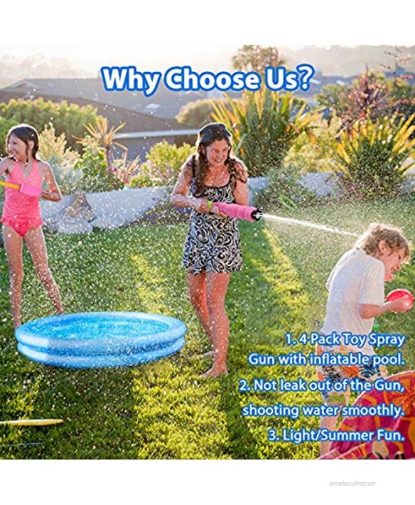 4 Pack Foam Water Blaster Water Guns Shooter Squirt Guns Set UP to 35 ft Shooting Range with Inflatable Pool Pump Foam Water Super Blasters Soaker for Water Fighting Party Kids Adults