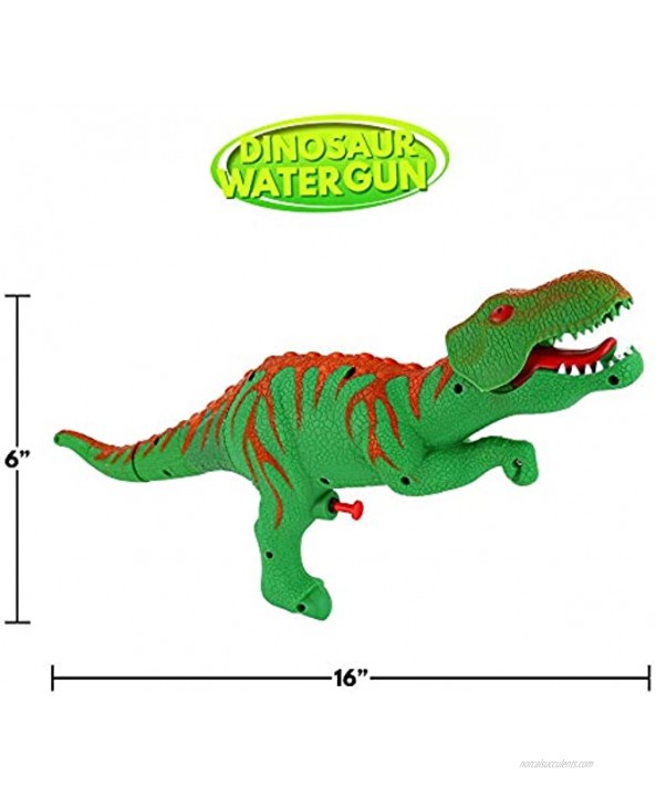 Big Mo's Toys Dinosaur Watergun Jurassic T-rex Green Water Squirt Blasters Dino Gun Shooter with Lights and Sounds