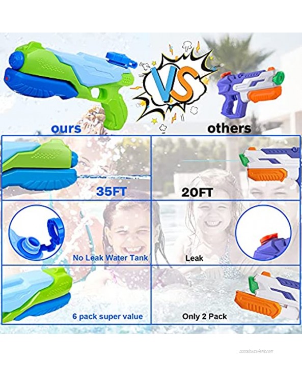 JUOIFIP Water Guns for Kids 6 Pack Super Water Blaster Soaker Squirt Guns Long Shooting Range 200CC Summer Swimming Pool Beach Sand Outdoor Water Fighting Toys Gifts for Adults Boy Girl