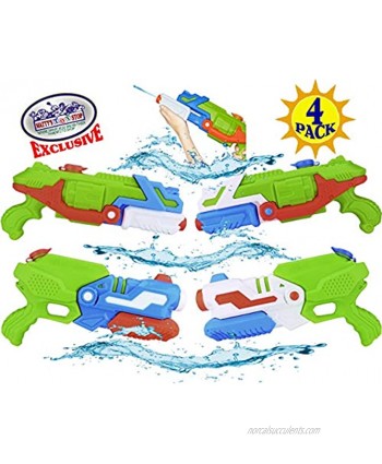 Matty's Toy Stop 15" Water Blasters Soakers Featuring Pump Action 36oz Water Capacity Easy Fill Spout & 24ft Distance Deluxe Battle Bundle 4 Pack Assorted Style & Colors