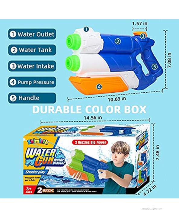 Shimirth Water Gun for Kids Super Water Soaker Blaster 2Pack 1200CC High Capacity Water Guns for Adults Dual Nozzle 30 Ft Long Shooting Range Squirt Gun for Boys Girls Summer Swimming Pool Beach Toy