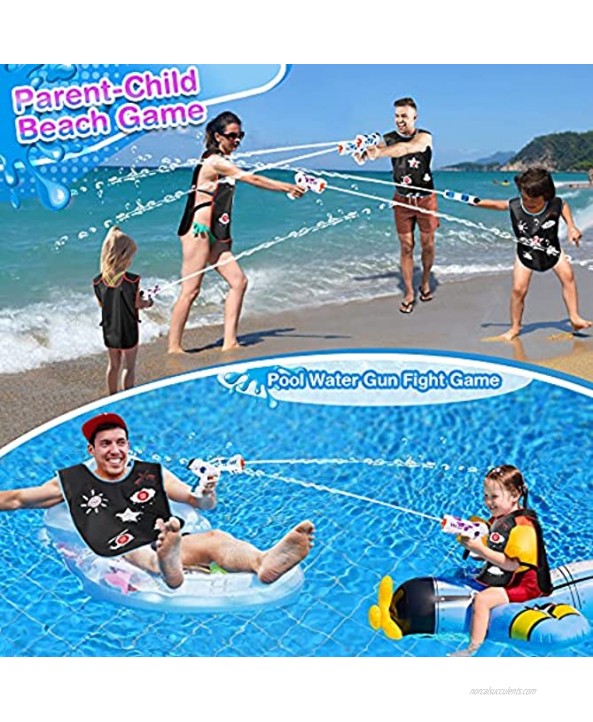 Water Guns & Water Activated Vests 2 Pack Super Water Blaster Soaker Squirt Guns & Target Vests Summer Backyard Water Toy for Kids Water Battle Guns Toy Outdoor Play Fun Toy for Boys Girls