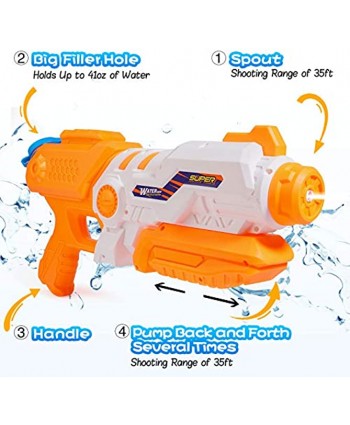 Water Guns for Kids 2 Pack Squirt Guns Super Water Blaster Soaker Water Guns 1200CC High Capacity 35Ft Long Shooting Range Summer Outdoor Party Water Guns Fighting Play Toys for Boys Girls Adults
