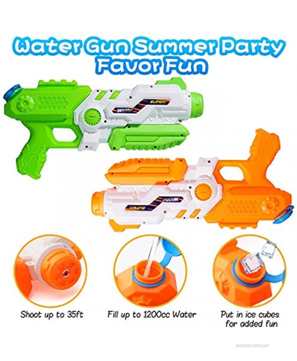 Water Guns for Kids 2 Pack Squirt Guns Super Water Blaster Soaker Water Guns 1200CC High Capacity 35Ft Long Shooting Range Summer Outdoor Party Water Guns Fighting Play Toys for Boys Girls Adults