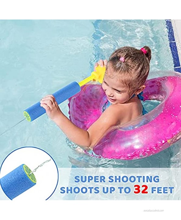 Woosir Water Guns for Kids 4Pcs Foam Water Blaster Soaker Gun Squirt Guns Pool Noodles Outdoor Water Toys for Boys Girls Swimming Beach Yard Party Pool Toys