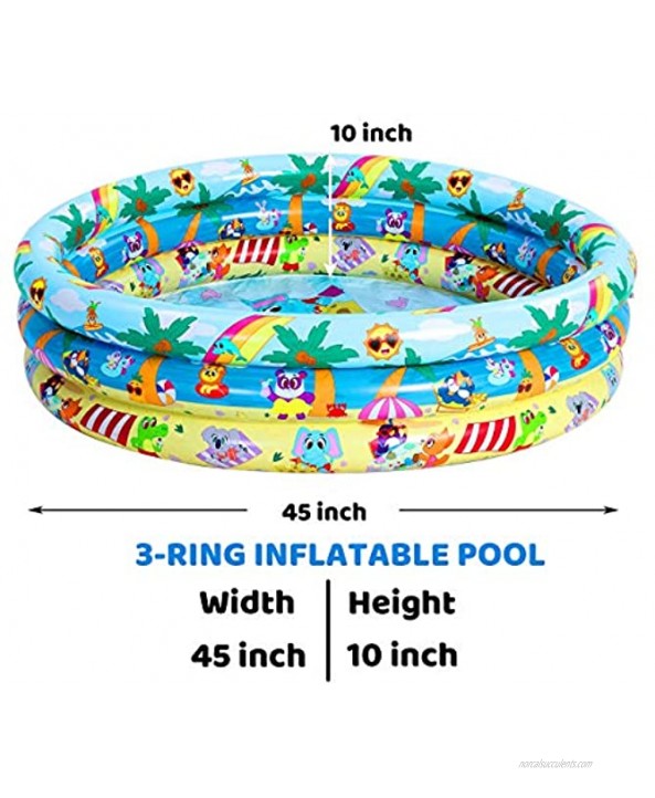 2 Pack 45'' Ocean & Beach Inflatable Kiddie Pool Set Family Swimming Pool Blow Up Pool Pit Ball Pool Water Pool for Kids Toddler Indoor Outdoor Summer Fun