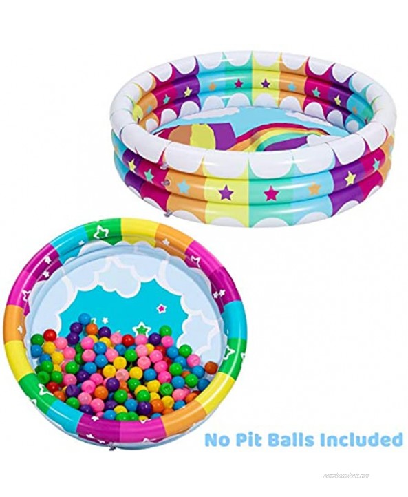 2 Pack 45’’ Rainbow Inflatable Kiddie Pool Baby Swimming Pool Family Swimming Pool Water Pool Pit Ball Pool for Kids Toddler Indoor Outdoor Summer Fun