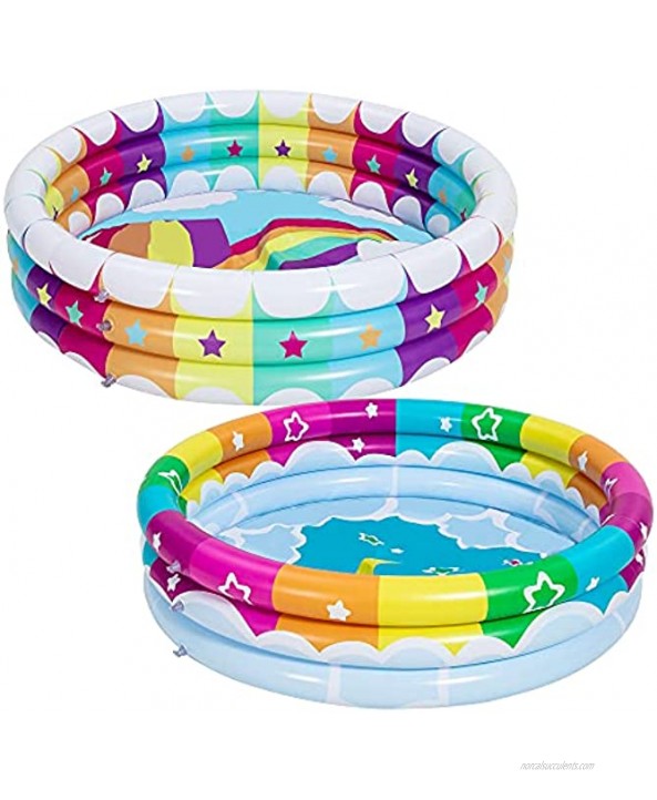 2 Pack 45’’ Rainbow Inflatable Kiddie Pool Baby Swimming Pool Family Swimming Pool Water Pool Pit Ball Pool for Kids Toddler Indoor Outdoor Summer Fun
