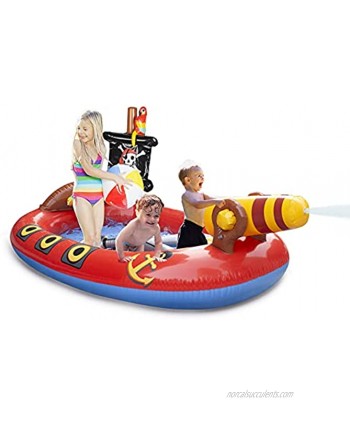 AMOSTING 75" Inflatable Kiddie Pool Sprinkler-Splash Pad for Kids Pool Pirate Ship Swimming Pool Summer Outdoor Water Toys for Kids Ages 2 3 4 5 6 7 8 Toddler Boys Girls Baby Pool Backyard Garden