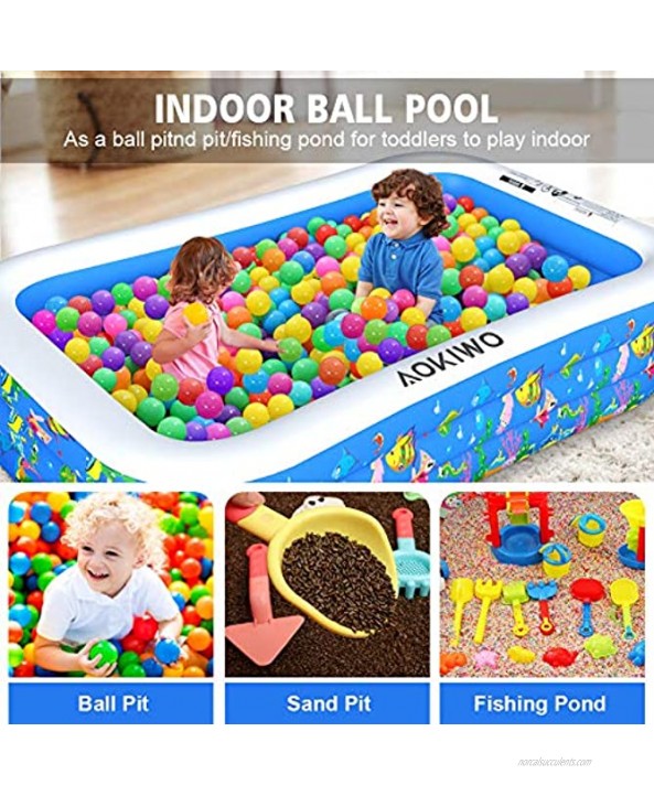 AOKIWO Family Swimming Pool 121 X 71 X 21 Full-Sized Inflatable Lounge Pool Kiddie Pool for Kids Adults Infant Garden Backyard Outdoor Swim Center Water Party…
