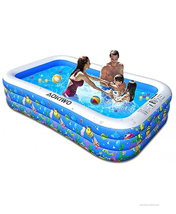 AOKIWO Family Swimming Pool 121 X 71 X 21 Full-Sized Inflatable Lounge Pool Kiddie Pool for Kids Adults Infant Garden Backyard Outdoor Swim Center Water Party…
