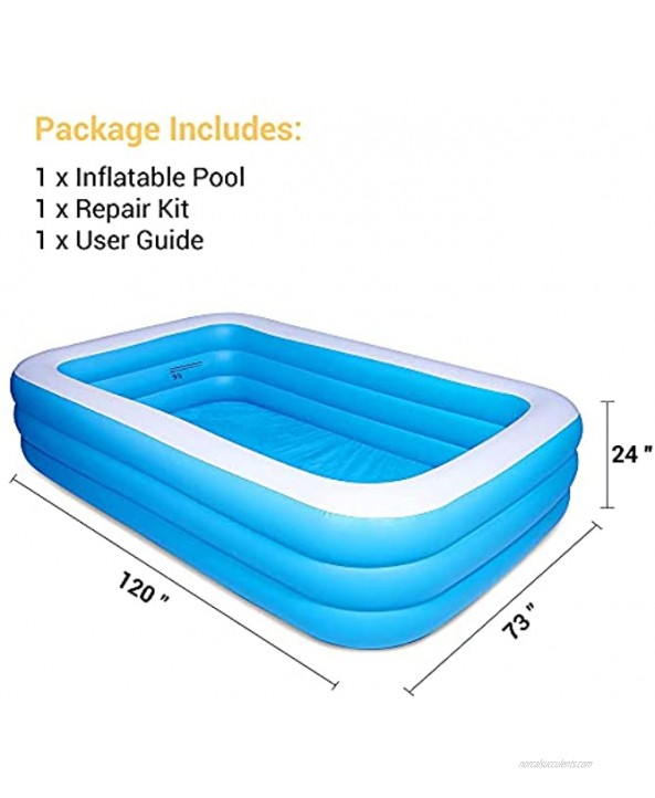 AsterOutdoor Inflatable Swimming Pool 120x 73x 24 Thickened Full-Sized Above Ground Kiddle Family Lounge Pool for Adult Kids Toddlers Blow Up for Backyard Garden Party Blue