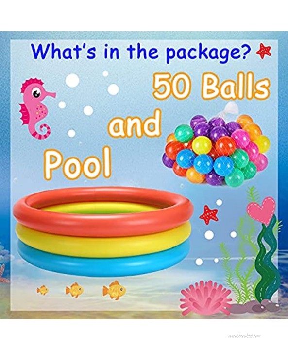 Baby Kiddie Pool + 50PCS Pit Balls Inflatable Small Infant Toddler Kids Plastic Blow up Pools Swimming Water Supplies Outdoor Outside