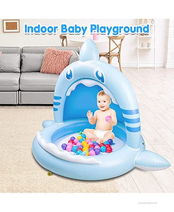 Baby Pool Inflatable Baby Pool Baby Shark Pool with Canopy of 43 Inches Summer Water Play Center for Girls Boys Toddlers Perfect Baby Swimming Pool