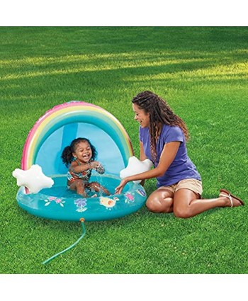 Baby Pool Rainbow Splash Pool with Canopy Spray Pool of 40 Inches Water Sprinkler for Kids for Ages 1-3