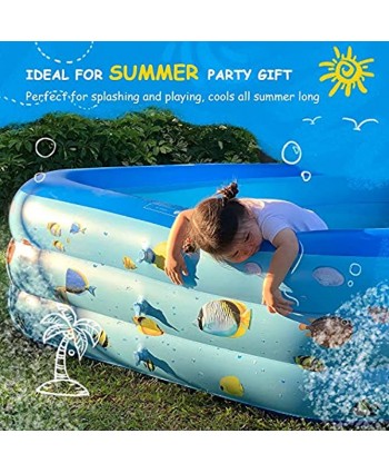 Bestrip Swimming Pool Inflatable Pool 118" X 67" X 22" Above Ground Rectangular Inflatable Swimming Pools Summer Water Party Gift Toddler Kids Adults Family Outdoor Backyard Garden Age 3+