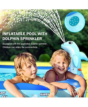 Betheaces Inflatable Pool with Dolphin Sprinkler Swimming Kiddie Pool Toys Sprinkler for Kids Toddlers Boys Girls Summer Pool Toys for Outdoor Indoor 78 × 55 inches