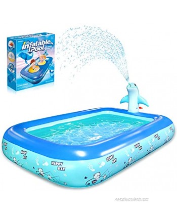 Betheaces Inflatable Pool with Dolphin Sprinkler Swimming Kiddie Pool Toys Sprinkler for Kids Toddlers Boys Girls Summer Pool Toys for Outdoor Indoor 78 × 55 inches
