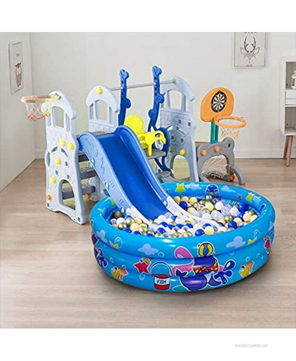 Big Summer 3 Rings Kiddie Pool for Toddler 48”X12”，Kids Swimming Pool Inflatable Baby Ball Pit Pool Blue
