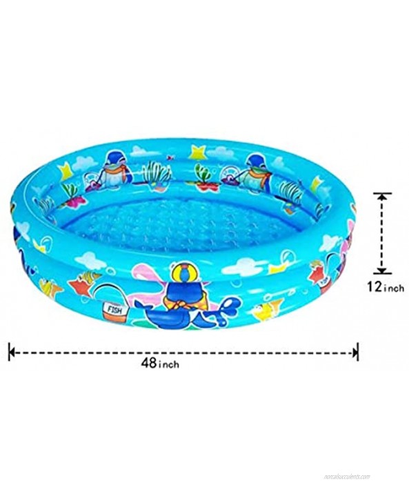 Big Summer 3 Rings Kiddie Pool for Toddler 48”X12”，Kids Swimming Pool Inflatable Baby Ball Pit Pool Blue