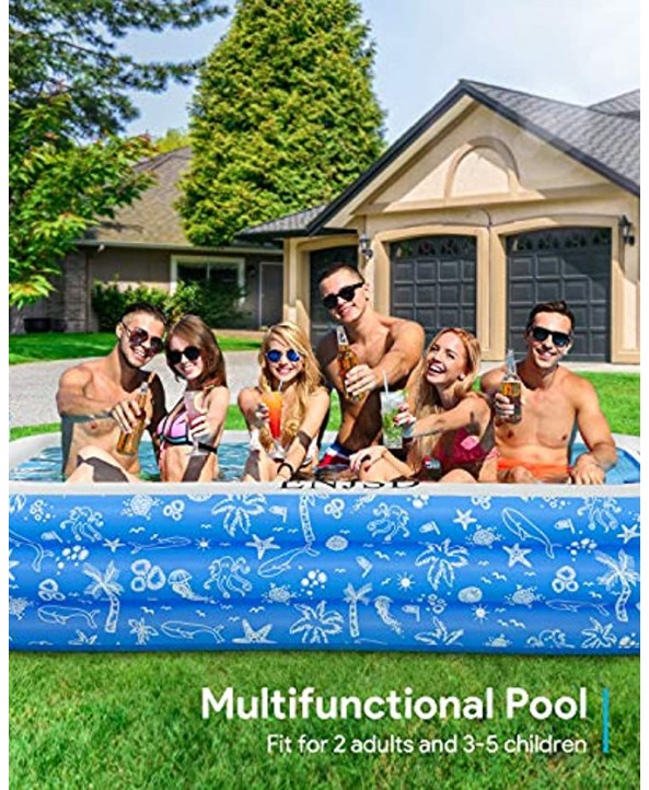 ENJSD Family Inflatable Swimming Pool,118 X 77 X 22 Full-Sized Large Lounge Thicker Pool for Kids Adult Toddlers Ages 3+ Blow up Pools Above Ground Outdoor Garden Backyard Summer Water Party