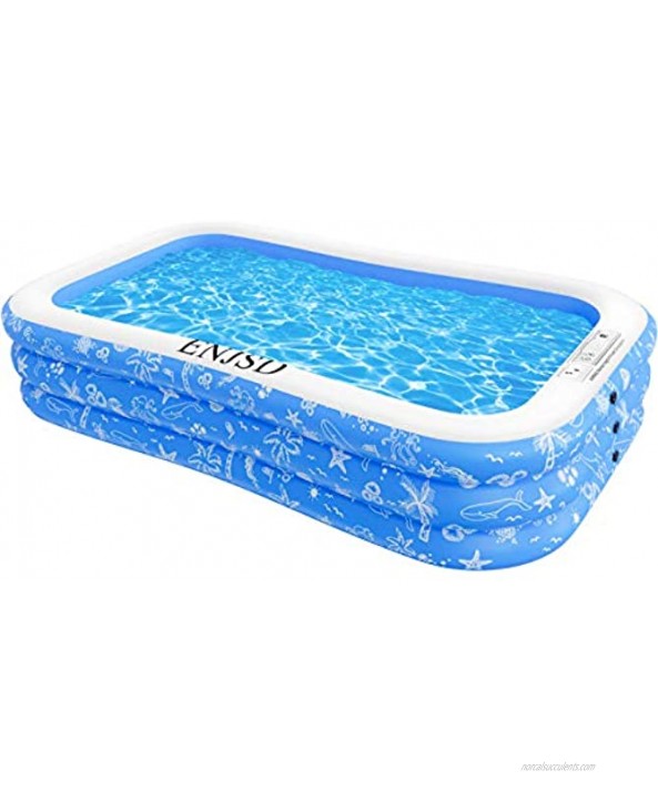 ENJSD Family Inflatable Swimming Pool,118 X 77 X 22 Full-Sized Large Lounge Thicker Pool for Kids Adult Toddlers Ages 3+ Blow up Pools Above Ground Outdoor Garden Backyard Summer Water Party