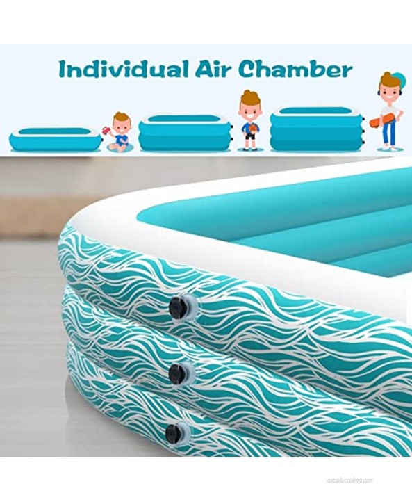 Family Inflatable Swimming Pool 118 X 72 X 22 Full-Sized Inflatable Lounge Pool for Kiddie Kids Adult Toddlers for Ages 3+ Outdoor Garden Backyard Blow up Pool