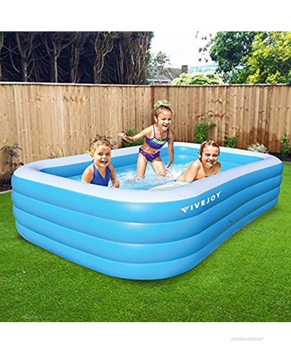 FiveJoy Inflatable Swimming Pool for Kids Adults Family Large Blow Up Swimming Pool 4 Individual Chambers Perfect for Outdoor Backyard Garden Summer Water Party 120×72×25 Upgraded