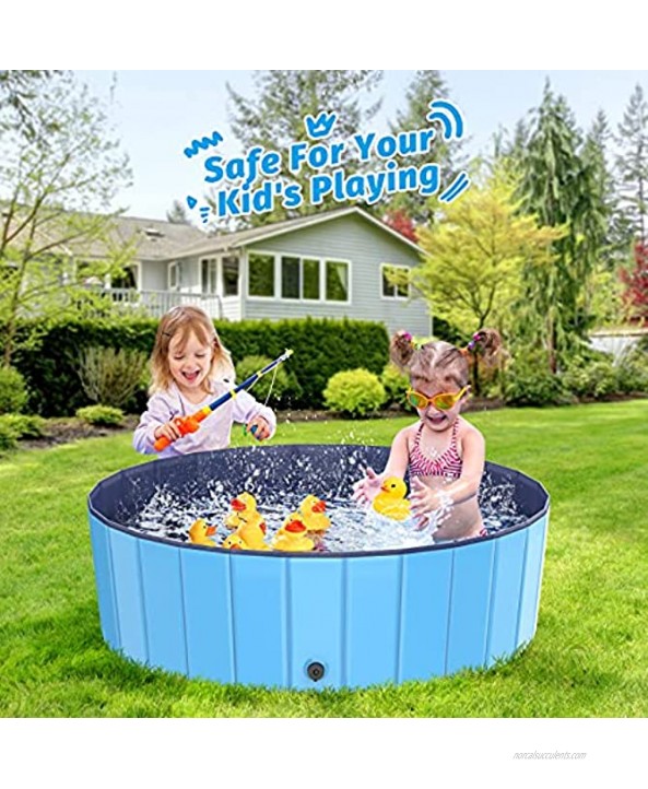 Foldable Kiddie Pool Hard Plastic Swimming Pool for Kids Large48''×15.8'' Summer Portable Kids Play Pool Dog Water Pond Pet Bathing Tub Wash Tub Toddlers Ball Pit for Kids Pets Dogs Cats